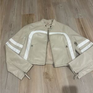 Stylish Tan and White Women's Jacket